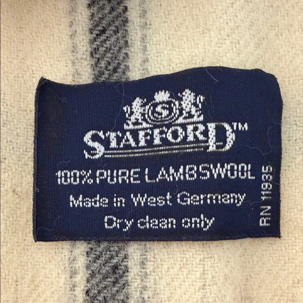 Stafford Lambswool Scarf - Cream and Black Plaid Pattern.